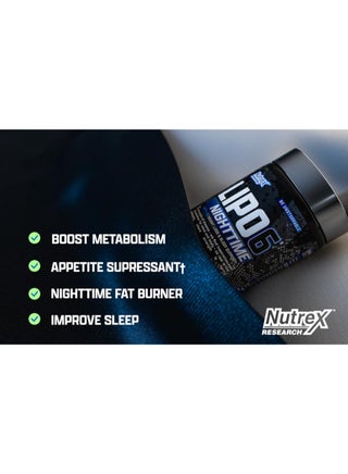 Nutrex Lipo-6 Night Time Ultra Concentrate – Night Fat Burner & Metabolism Support – 30 Capsules - view 5